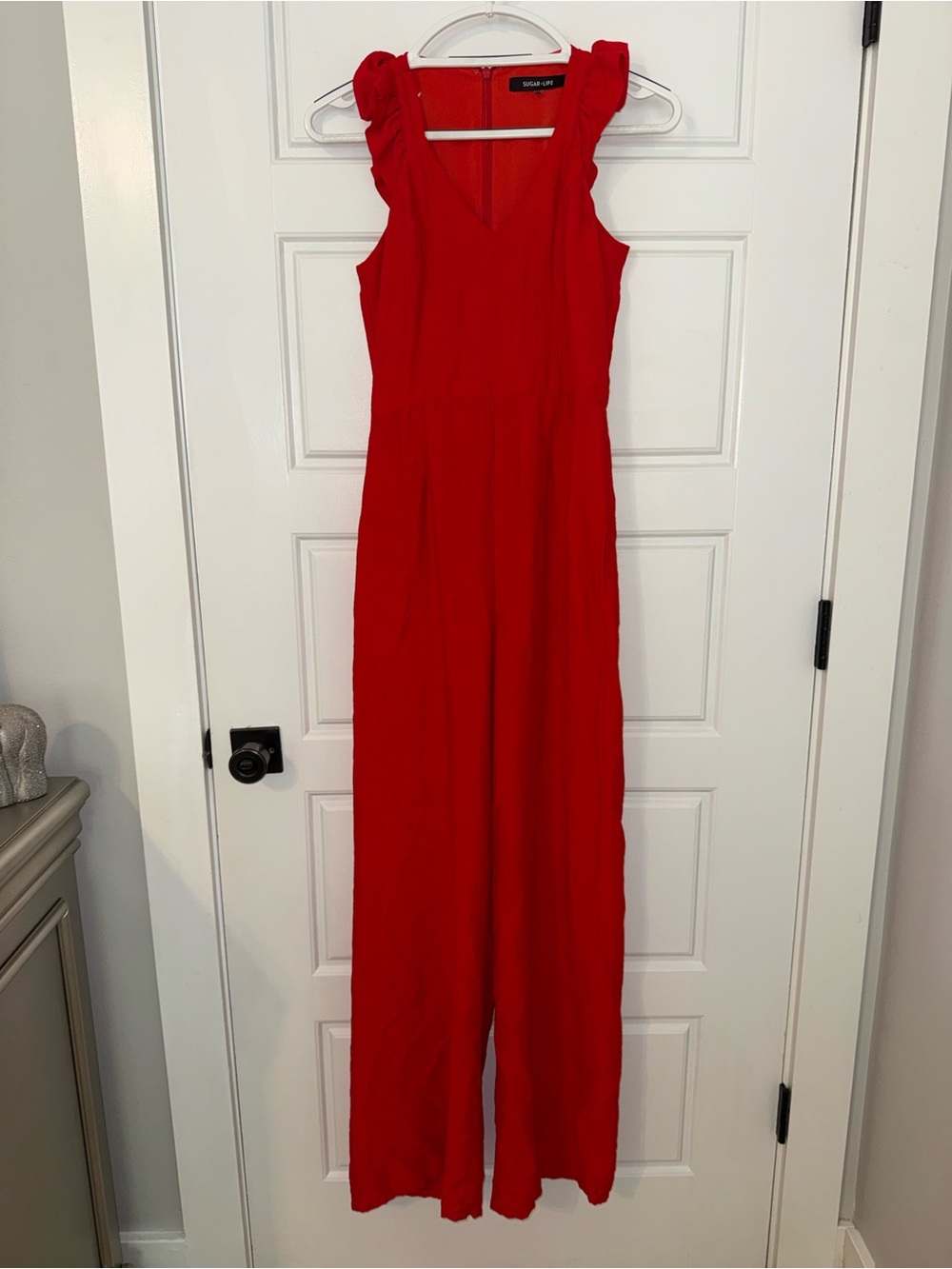 Sugarlips Red Ruffle-Sleeve Jumpsuit